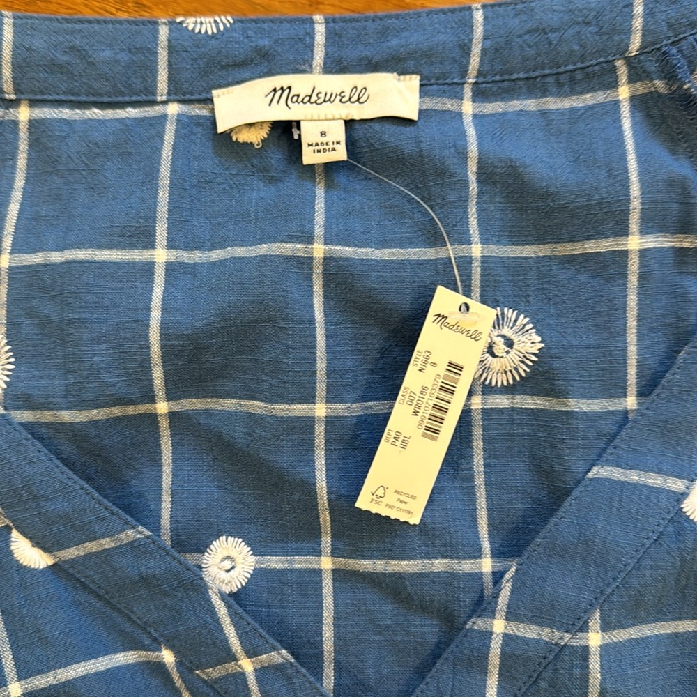 NWT Madewell embroidered puff sleeve crop top - Picture 3 of 5